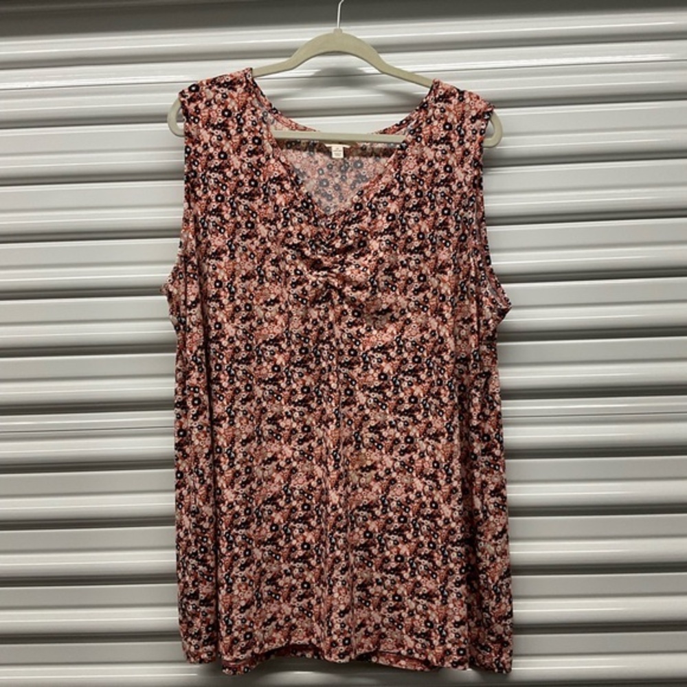 Terra & Sky Floral Tank Top - Pink and Black Size 2X